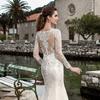 Vestido de Noiva Estilo Europeu Cauda de Peixe 2026 Novo Vestido Principal de Noiva com Cauda Pequena, Mangas Longas de Renda, Costas Abertas, Vestido de Noiva Vintage Estilo Floresta