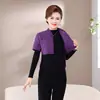 Estilo Outono e Inverno Roupas para Mulheres de Meia-Idade e Idosas Lã Térmica Manga Média Proteção para Ombros e Pescoço Aveludado Extra Espessura Roupa de Mãe Proteção contra Frio Aquecimento Xale