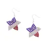 Pendientes Largos de Estrella de Cinco Puntas Completamente Incrustados de Diamantes para el Día de la Independencia Americana, Más Vendidos de Amazon, Pendientes con Gancho para la Oreja Europeos y Americanos Transfronterizos con Pedrería