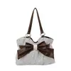 Bolso tote de lunares con lazo estilo coreano para mujer, bolso de hombro de gran capacidad para el trabajo, bolso de axila, bolso de mano retro estilo universitario