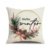 Funda de Almohada Navideña de Alce Rosa con Portavelas Estampado de Letras Decoración Festiva Funda para Cojín de Sofá de Sala de Estar Funda de Almohada