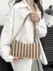 Comercio Exterior Versión Transfronteriza Estampado Rayado Fresco Pequeño Bolso de Hombro Pequeño Ligero Bolso de Axila Bolso Simple de Hombro Único de Pana