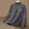 Top de vellón de doble cara para otoño e invierno con cuello semi-alto, capa interior unisex de corte ajustado para negocios, camisa base cálida, camiseta de manga larga para hombre