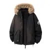 Ropa de Trabajo para Exteriores Estilo Montaña con Cuello de Piel, Chaqueta de Algodón Gruesa de Invierno Unisex, Abrigo Cálido con Cuello de Piel