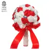 Flor roja y blanca pequeño strass Amazon suministro caliente mano sosteniendo flor simulación nupcial strass mano sosteniendo flor regalo boutique