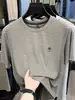 Camiseta Masculina de Manga Curta Listrada em Nylon Gelo de Verão 2026 Nova Gola Redonda Casual Versátil Solta Fresca