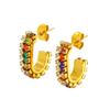 Pendientes de acero de titanio geométricos con diamantes de imitación para mujer, de acero inoxidable de 18 quilates, con circonita en forma de U, al por mayor, transfronterizos de Europa y Estados Unidos