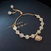 Pulseira Ping An Gourd de Pedra Olho de Gato Banhada a Ouro Real 14K Ins Estudante Simples Elegante Estilo Coreano Celebridade da Internet Pulseira de Concha