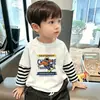 Camiseta de manga larga para niño, nuevo modelo otoño 2026, playera básica de algodón puro para niños, top estiloso para niños, dos piezas para primavera y otoño