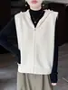 Nuevo Chaleco de Punto con Capucha Cardigan de Lana Pura Otoño/Invierno 2026 para Mujer, Chaleco sin Mangas de Color Sólido para Superponer