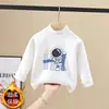 Camiseta Térmica de Forro Polar para Niños Estilo Otoño/Invierno Cuello Semi-Alto Ropa Interior Cálida para Niños Medianos a Grandes Cepillada Manga Larga Camiseta Versátil