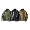 Chaqueta de Béisbol para Motocicleta Estilo Americano 2025 Abrigo de Cuero Lavado para Hombre Primavera y Otoño Cuello Solapa Corte Holgado Suministro Transfronterizo Pu
