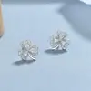Clavo de Oreja con Diamantes Completos de Trébol para Mujer Plata de Ley 925 Personalizado Moda Clavo de Hueso de Oreja Simple Ins Elegante Joyería de Oreja