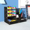 Caja de Almacenamiento Estilo Nórdico de Madera Caja Organizadora de Marcadores de Escritorio Caja Plegable de Oficina con Múltiples Compartimentos de Madera