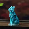 Grava de cristal natural zorro sentado adorno animal de resina para escritorio accesorio de decoración