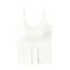 Camiseta sin mangas de belleza de espalda cruzada sin costuras para tallas grandes de comercio exterior transfronterizo con copa fija y almohadilla en el pecho, camisola de seda helada, top sin mangas para usar sobre otra ropa