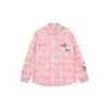 Camisa Retro Lavada Estilo Americano Bordada de Mariposas para Hombre y Mujer Nueva Moda Nacional Versátil Casual Holgada de Manga Larga
