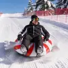 Flotador inflable de PVC para nieve/Trineo de nieve engrosado/Juguete de invierno para exteriores con forma de caramelo y doble barra de agarre para adultos