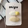 Pinza BB de Tela Ovalada Cuadros Florales Estilo Coreano Dulce Versátil Color Caramelo Pinza para Flequillo Infantil Pinza para el Cabello de Niña