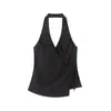 Ropa de Mujer 2026 Producto Nuevo de Verano: Top Camisola de Doble Botonadura con Espalda Descubierta y Pliegues, Cuello Halter para Mujer