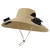Chapéu de Verão Solar com Ventilador Duplo Chapéu de Sol para Montanhismo ao Ar Livre Pesca Proteção Solar Aba Larga Secagem Rápida Impermeável Chapéu de Pescador