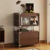 Estantería para sala de estar, mueble minimalista estilo Bauhaus con puertas abatibles, estante de almacenamiento, mueble multifuncional de pie para dormitorio o estudio