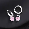 Pendientes de Corazón de Zirconio Rosa Dulces y Frescos para Niñas, Pendientes de Alta Gama, Lujo Accesible, Celebridad de Internet, Nicho Exquisito, Pendientes de Corazón de Melocotón de Hada