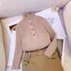 [En Stock Suéter de Cuello Alto para Niñas 2025 Nueva Moda Estilo Botones Versátil Suéter Superior Niños Otoño e Invierno]