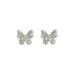 Pendientes de mariposa de perlas y diamantes completos para mujer, sencillos y exquisitos, sensación de alta gama, lujo ligero, nicho, pendientes elegantes, accesorios para orejas versátiles