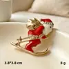 Broche de Broche de Guirlanda Cravejado com Strass Decoração de Caixa de Presente Esmalte Boneco de Neve de Natal Acessório para Suéter Feminino Liga Floral