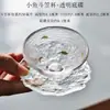 Taza de Té Martillada de Vidrio Estilo Japonés Kung Fu Taza de Té Juego de Té Taza para Té Sake con Platillo Café Vino Blanco Taza Sombrero de Bambú