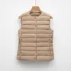 Chaleco de Mujer Pinghu Chaleco Chaqueta de Plumas Chaleco Interior Cintura Corto Ligero Capa Interior Otoño e Invierno Cuello Redondo Forro de Plumas