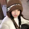 Gorro de Lana Tejido Jacquard Retro Fair Isle para Mujer en Otoño e Invierno, Protección Cálida para los Oídos, Ciclismo al Aire Libre, Protección contra el Frío, Versátil Gorro Lei Feng