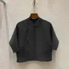 Blusa Feminina Estilo Chinês com Botão Top Retro Elegante Casual Primavera e Outono Nova Solta Plus Size Cardigan Jaqueta Plissado