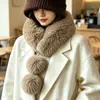 Novo estilo de inverno cachecol felpudo aconchegante e relaxado para mulheres, aquecedor de pescoço de pele sintética quente, versão coreana cachecol de pescoço de pelúcia versátil