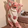 Pijama Enterizo de Rana para Mujer para Primavera, Otoño e Invierno, Ropa de Dormir Engrosada de Coral Fleece y Forrada de Polar, Ropa de Casa Linda y Original para Mujer