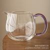 Taza de vidrio transparente resistente al calor, dispensador de té de alta calidad, hecho a mano, con asa de color, para hacer té creativo.