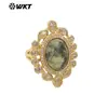 MR028 Anillo de Joyería para Fiesta Estilo Palacio Retro Exquisita Gema Redonda Pequeña Incrustada con Circonita Multicolores Opcionales para Mujer