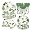 Vaso de Acuarela Fresca Transfronterizo Planta Tropical Fiesta Vajilla Desechable Set Suministros para Fiesta Platos de Papel Desechables