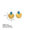 Aretes de temperamento transfronterizo europeo y americano Aretes de acero de titanio turquesa con sensación de diseño de estilo ins francés aretes de perlas altas