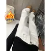 Jeans acampanados blancos para mujer petite de talla grande, estilo americano de otoño, forrados de felpa, de cintura alta, pantalones bootcut hasta el suelo