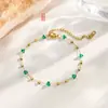 Colar de Aço Inoxidável com Pedras Coloridas Irregulares, Gipsofila Dopamina Colorida - Corrente de Clavícula Versátil para Mulheres, Novo Conjunto de Luxo Leve