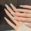 Taiwu [Lágrimas de Estrella de Bahía Poco Profunda] Gradiente Azul Claro Ojo de Gato Hielo Translúcido Punta del Dedo Diamantinas Suave Puro Hecho a Mano Portátil Pegatinas de Uñas Artísticas