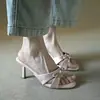 Sandalias de Tacón Alto Abiertas con Lazo Estilo Francés para Mujer, Novedad Verano 2026 Moda Elegante Zapatillas de Tacón de Aguja