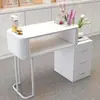 Mesa de Manicura Estilo Crema, Set Individual de Vidrio Blanco Estilo Japonés, Estación de Manicura Minimalista de Lujo Ligero, Mesa de Manicura Plegable con Almacenamiento