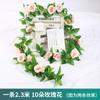 Decoración de arco de boda de ratán de rosa de simulación, paisajismo comercial con enredaderas que cubren la pared, flores artificiales al por mayor