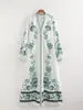 Vestido-camisa feminino de verão novo estilo europeu e americano com mangas compridas, estampa de posicionamento 3782