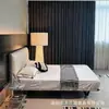Cama matrimonial minimalista italiana, marco de cama ultradelgado, cama tapizada, marco de acero empotrado, cama flotante, ahorradora de espacio para dormitorios pequeños, cama individual