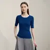 ¡Camiseta de punto de manga media! Top elegante de punto fino de manga corta con cuello redondo, sin costuras, 48 unidades, para mujer, Otoño temprano 26 H081406