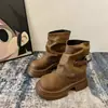 Botas curtas femininas 2026, de corte justo, botas justas de outono e inverno, lindas botas Martin, com sola grossa, marrons, estilo britânico, botas novas